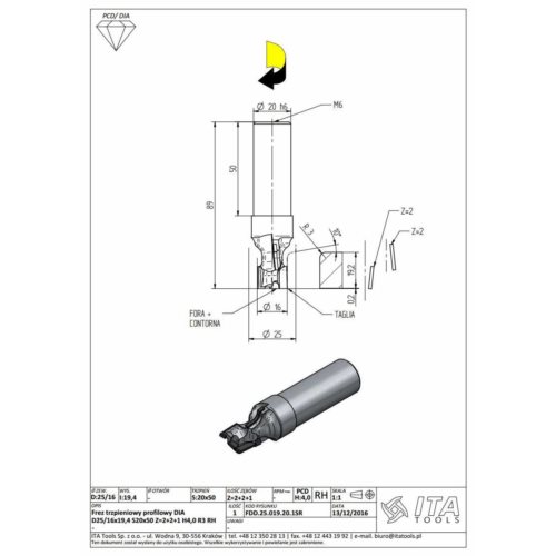 FDI.Frez D=25/16 I=19,4 S=20x50 L=90