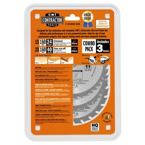 K160H-X03 Zestaw 3 pił HM D=160