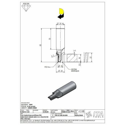 FDI.Frez D=20/12 I=18,3 S=20x50 L=80