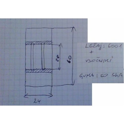 Rolka 60-24-28V guma 50 ShA white