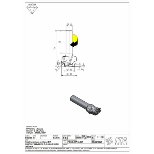 FDI.Frez D=20/30 I=7 S=12x45 L=70