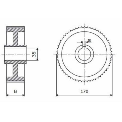 Rolka 170-15-35-10 Z chrom Prof A, Skos
