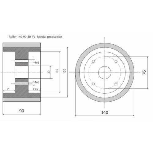 Rolka 140-90-30-4V guma