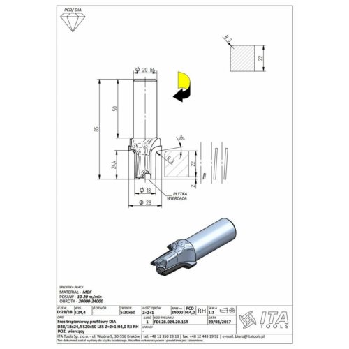 FDI.Frez D=28/18 I=24,4 S=20x50 L=85