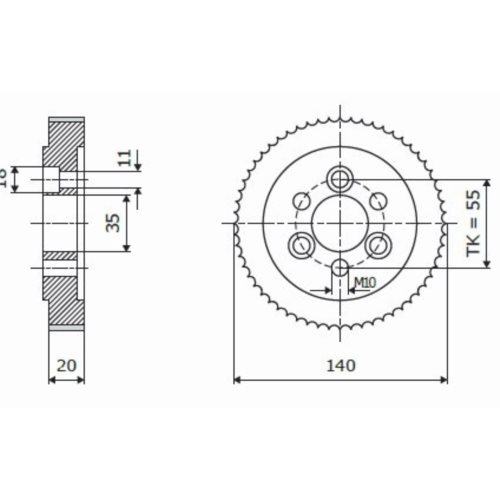 Rolka stalowa D=140 F=35 I=20 chrom Prof