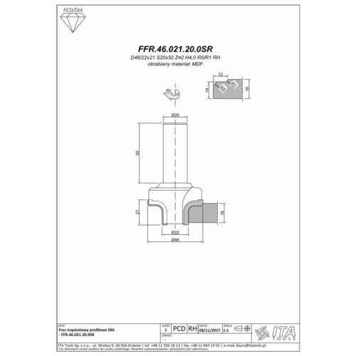 FFR.Frez D=40/16 I=19 S=20  Z=2 H4,0 RH