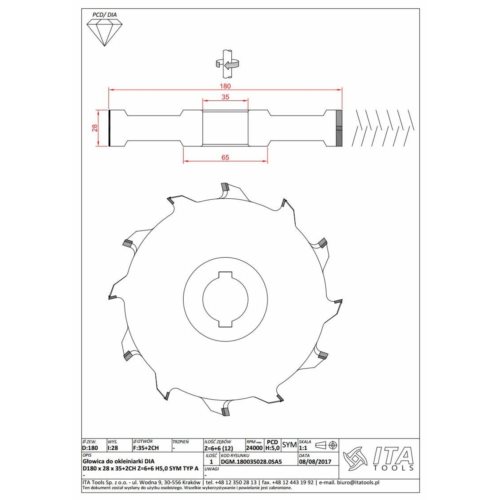 DGM.Głowica D=180 I=28 F=35+2CH