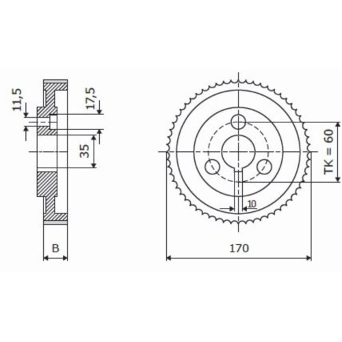 Rolka 170-15-35-3V Z chrom Prof A, Skos