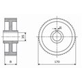 Rolka stalowa D=170 F=35 I=20 klin 10 mm