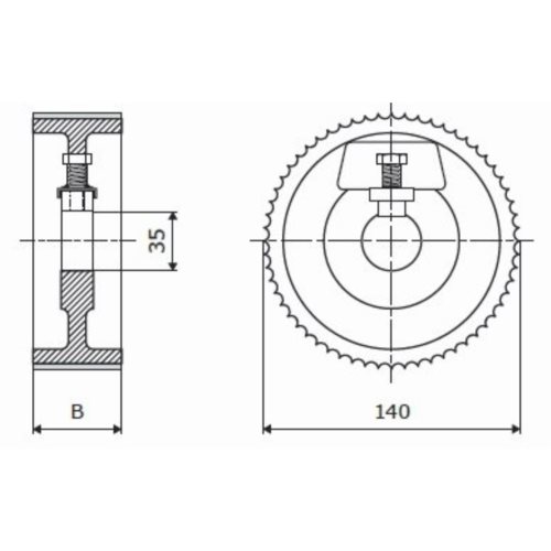 Rolka stalowa D=140 F=35 I=25 chrom Prof