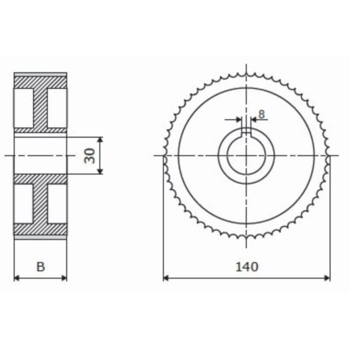 Rolka 140-30-30-8 Z chrom Prof A, Skos