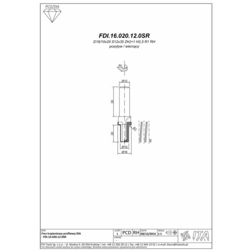FDI.Frez D=16/10 I=20 S=12x30 Z=2+1