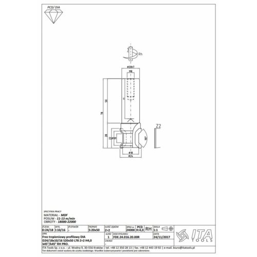 FDE.Frez D=24/18 I=16 S=20x50 L=78 Z=2  