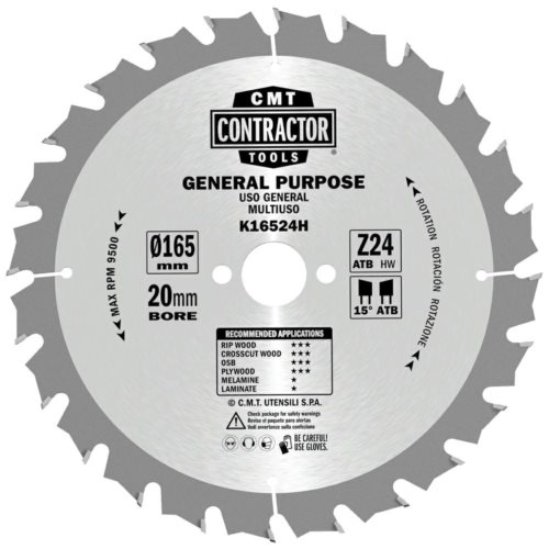 K16524H-X10  Piła D=165 K=1,7/1,1 F=20