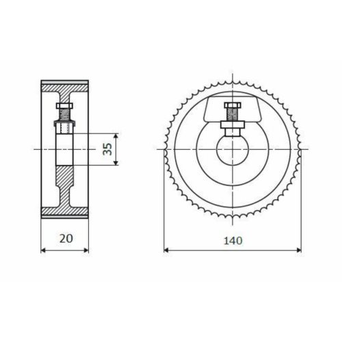 Rolka stalowa D=140 F=35 I=20 chrom Prof