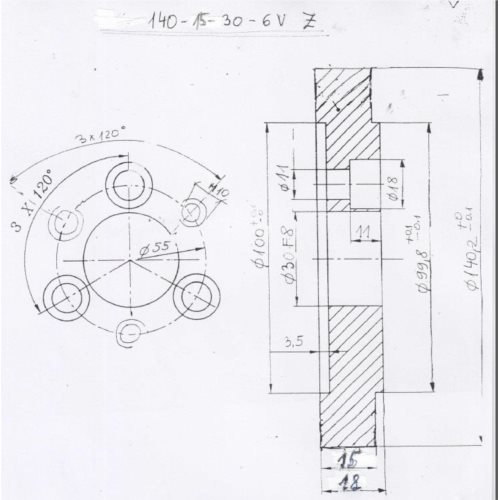 Rolka 140-15-30-6V Z chrom Prof A, Skos
