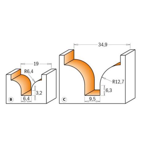 965.903.11 Frez HM D=19,05 d=6,35 R=6,35