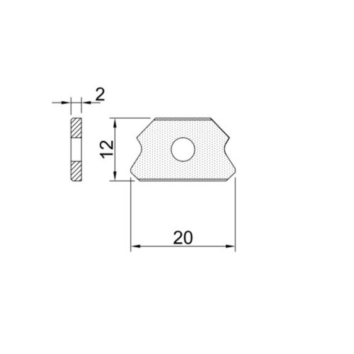 K16.Plytka HM 20x12x2 R=2 asymetryczna