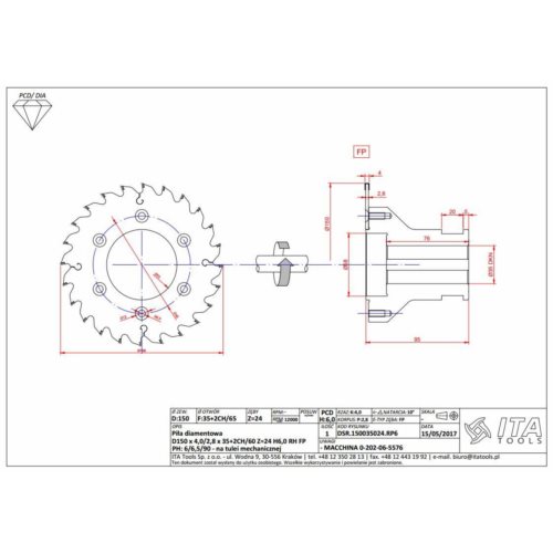 DSR.Piła D=150 F= 35 Z= 24 K=4,0