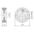 Rolka stalowa D=120 F=30 I=56 chrom Prof