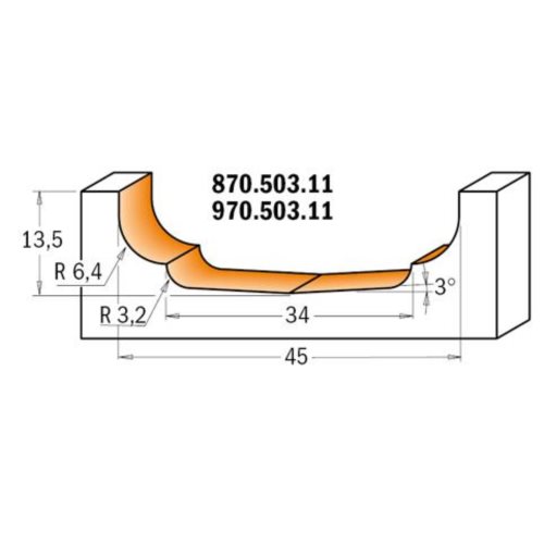 870.503.11 Frez HM A=3 D=45 d=34 I=13,5