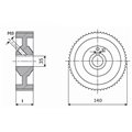 Rolka stalowa D=140 F=35 I=50 klin 10 mm