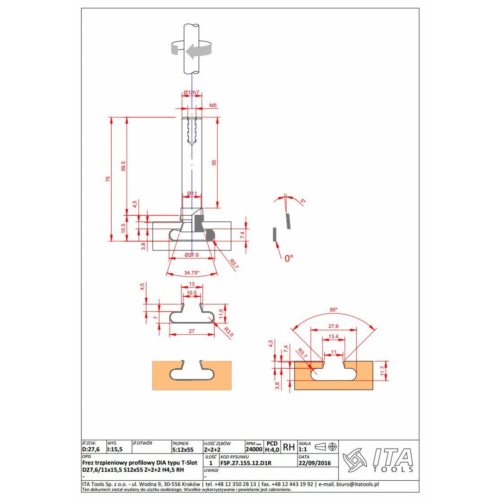 FSP.Frez DIA D=27,6 I=7,4/11,7 S=12x50  