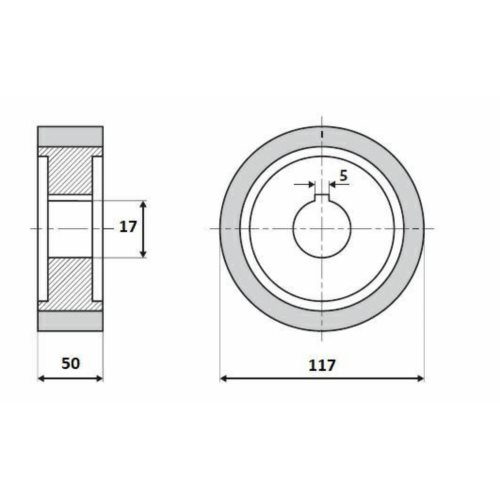 Rolka gumowa D=117 F=20 I=50 klin 6 mm  