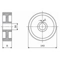 Rolka stalowa D=140 F=30 I=10 klin 8 mm 