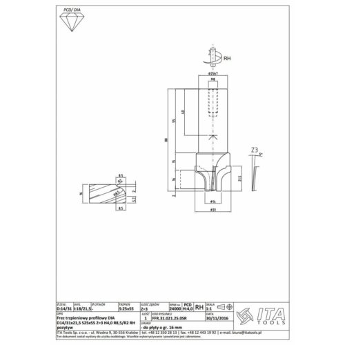 FFR.Frez D=31/14 I=21,5 S=25x55 L=88